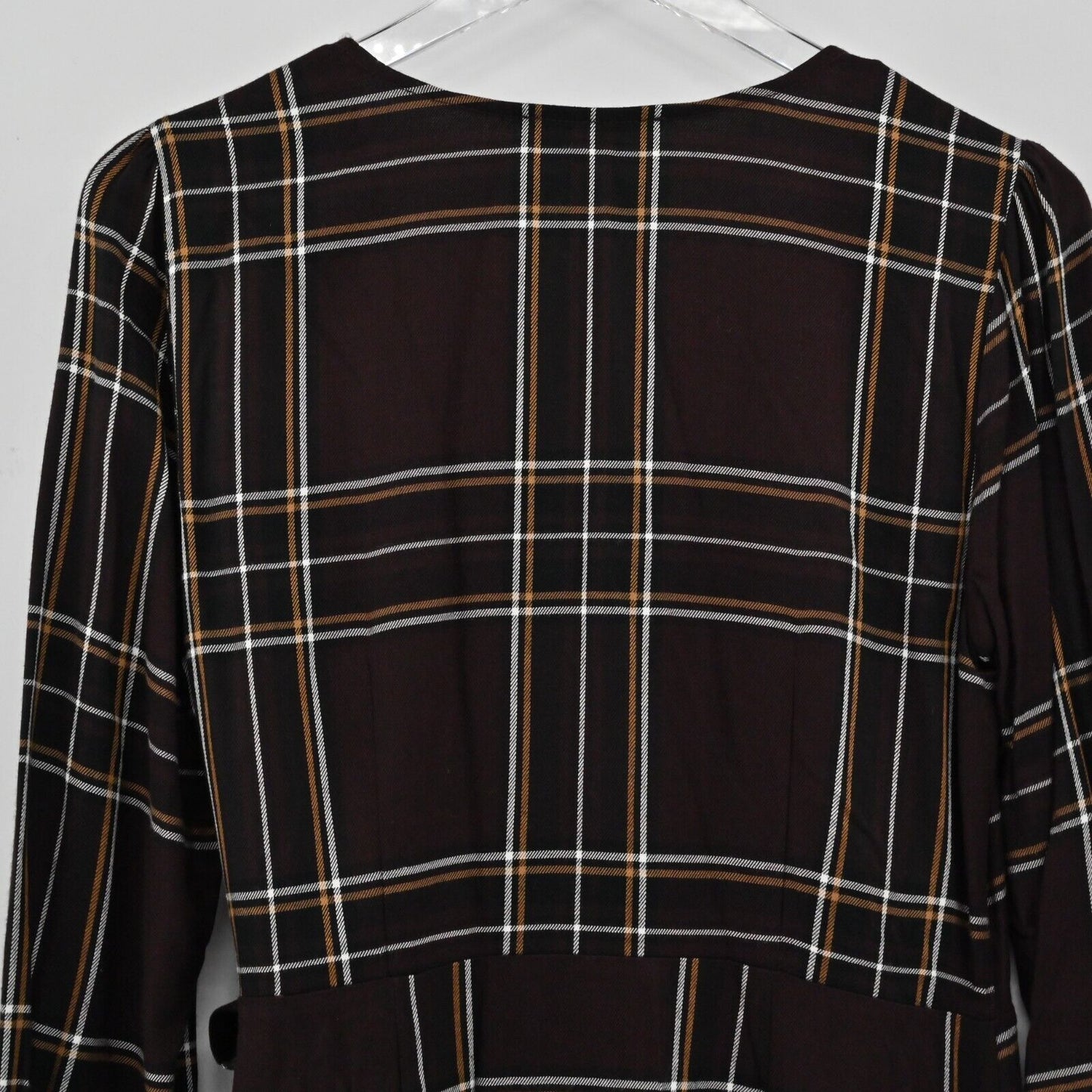 SANCTUARY Dress Womens Size 6 Upbeat Plaid Print Faux Wrap Long Sleeve VNeck
