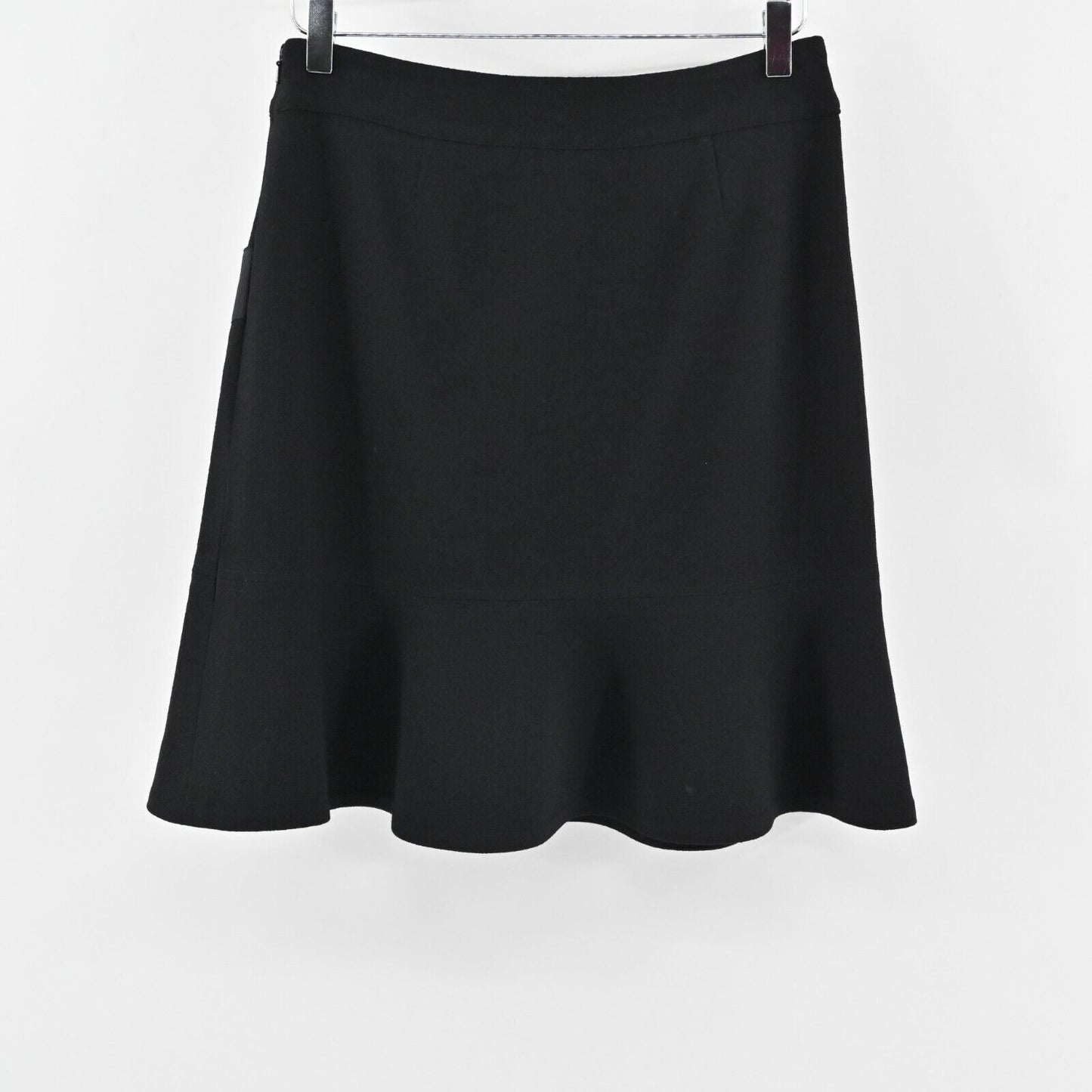 ETCETERA Skirt Size 4 Classic Solid Black Wool Flared Flounce Lined Front Pocket