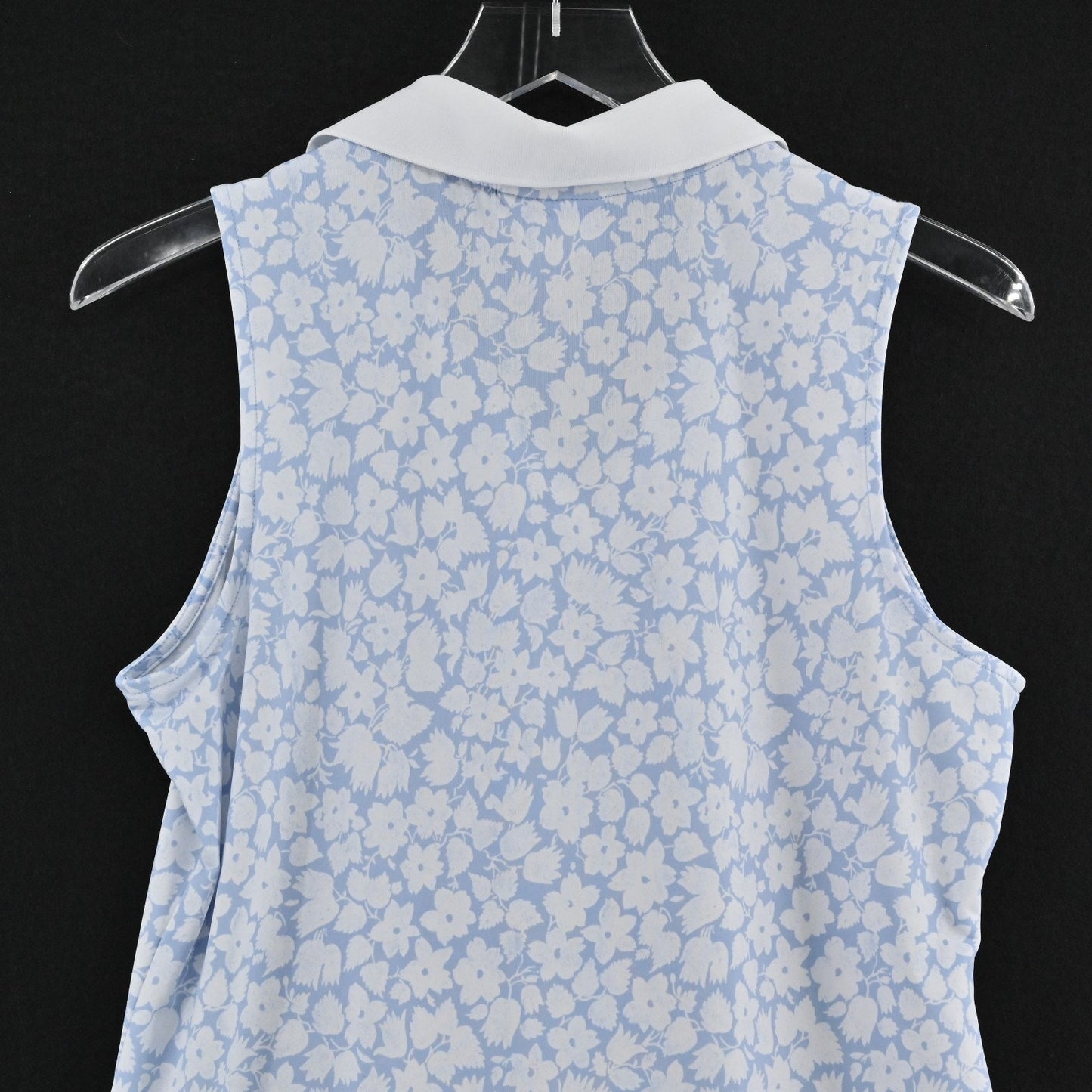 Laura Ashley Womens Polo Shirt Top Size M Sleeveless Blue Floral Golf Tennis