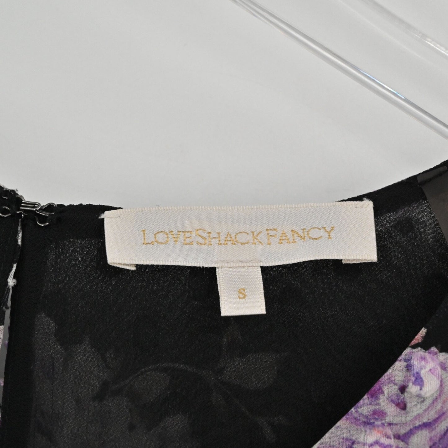 LOVE SHACK FANCY Womens Kaia Silk Dress Size S Black Floral Asymmetrical Chiffon