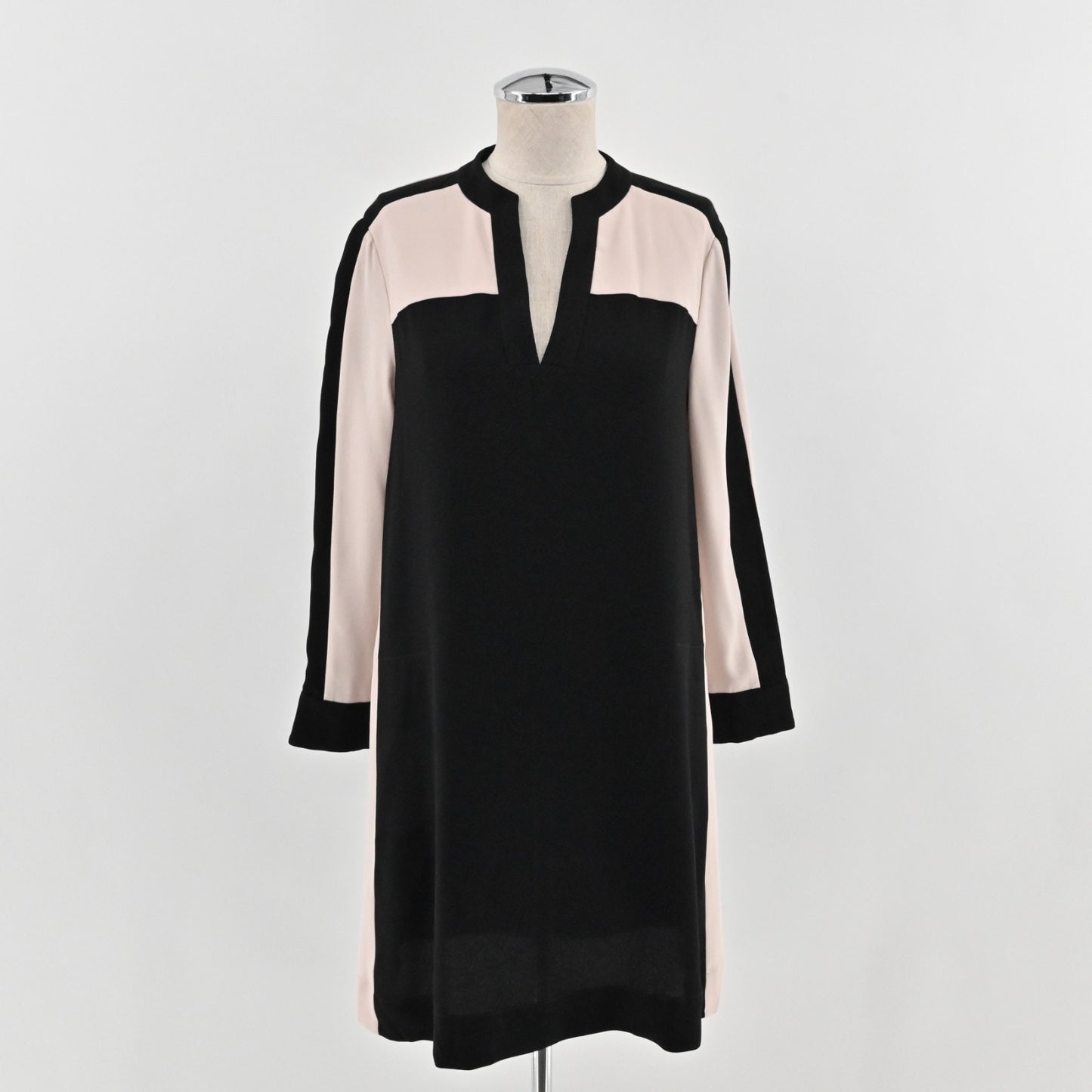 BCBGMaxazria Color Block Shift Dress Size XS Black Blush Pink Office Capsule