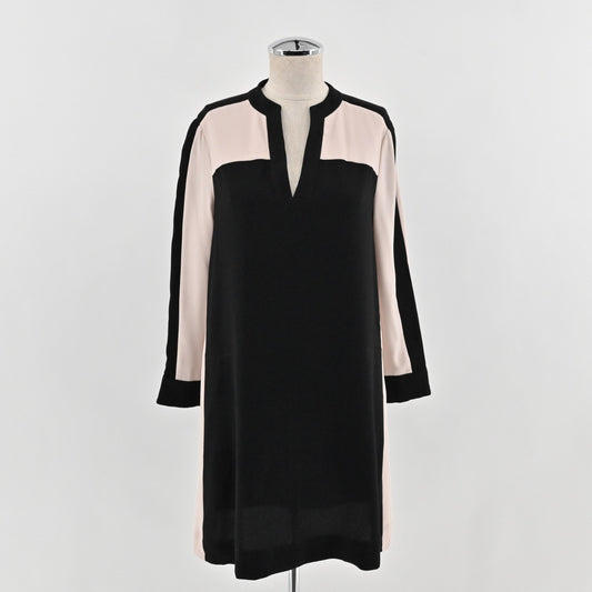 BCBGMaxazria Color Block Shift Dress Size XS Black Blush Pink Office Capsule