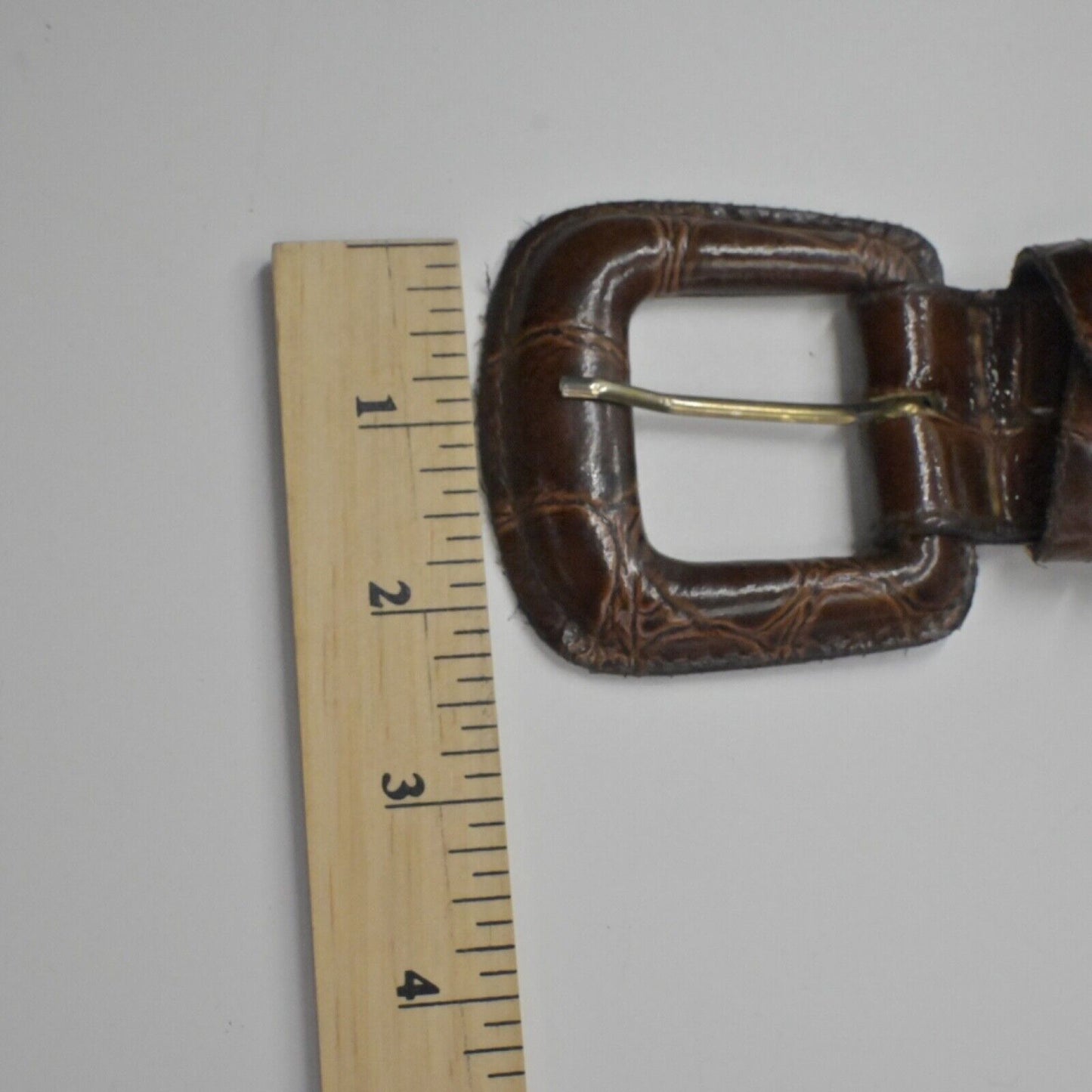 Vtg CLIFFORD WILLS Belt Womens Sz S Brown Croc Embossed Italian Leather USA 90s