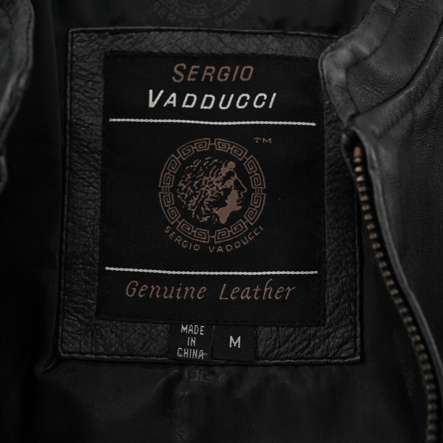 Vtg SERGIO VADDUCCI Jacket Womens Size M Black Leather Long Sleeve Short Zip Up