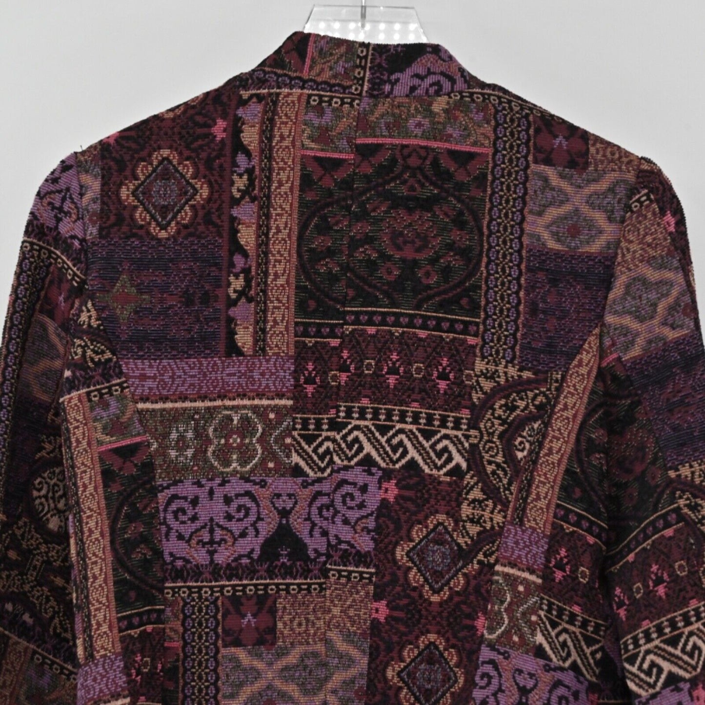 Vtg MDL Jacket Womens Sz S Purple Patchwork Print Tapestry Button Front Boho 90s