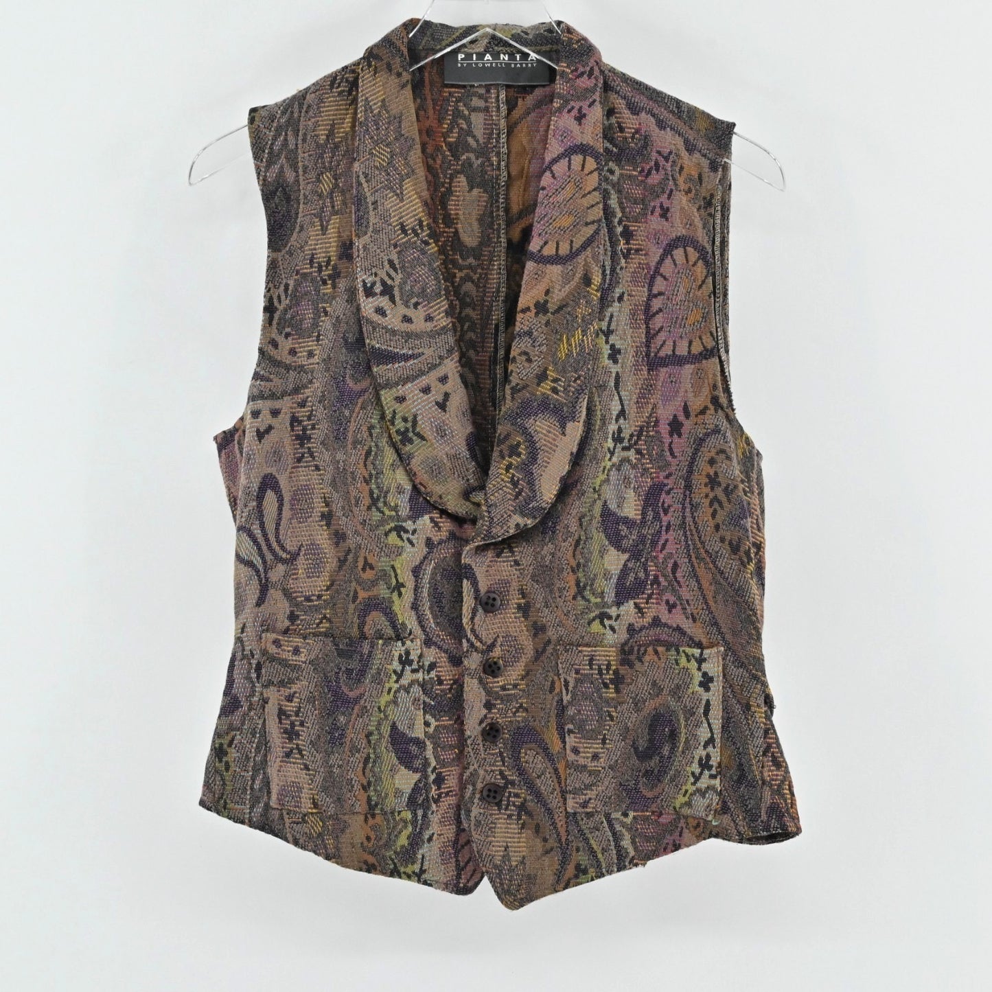 Vtg Womens Floral Tapestry Vest Womens Size L Paisley Waistcoat Academia Preppy
