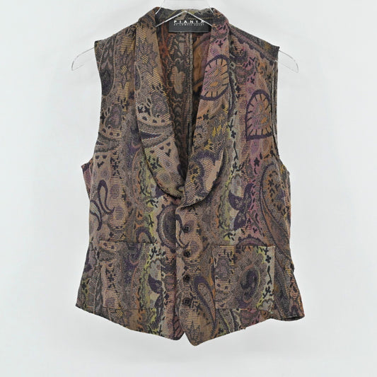 Vtg Womens Floral Tapestry Vest Womens Size L Paisley Waistcoat Academia Preppy