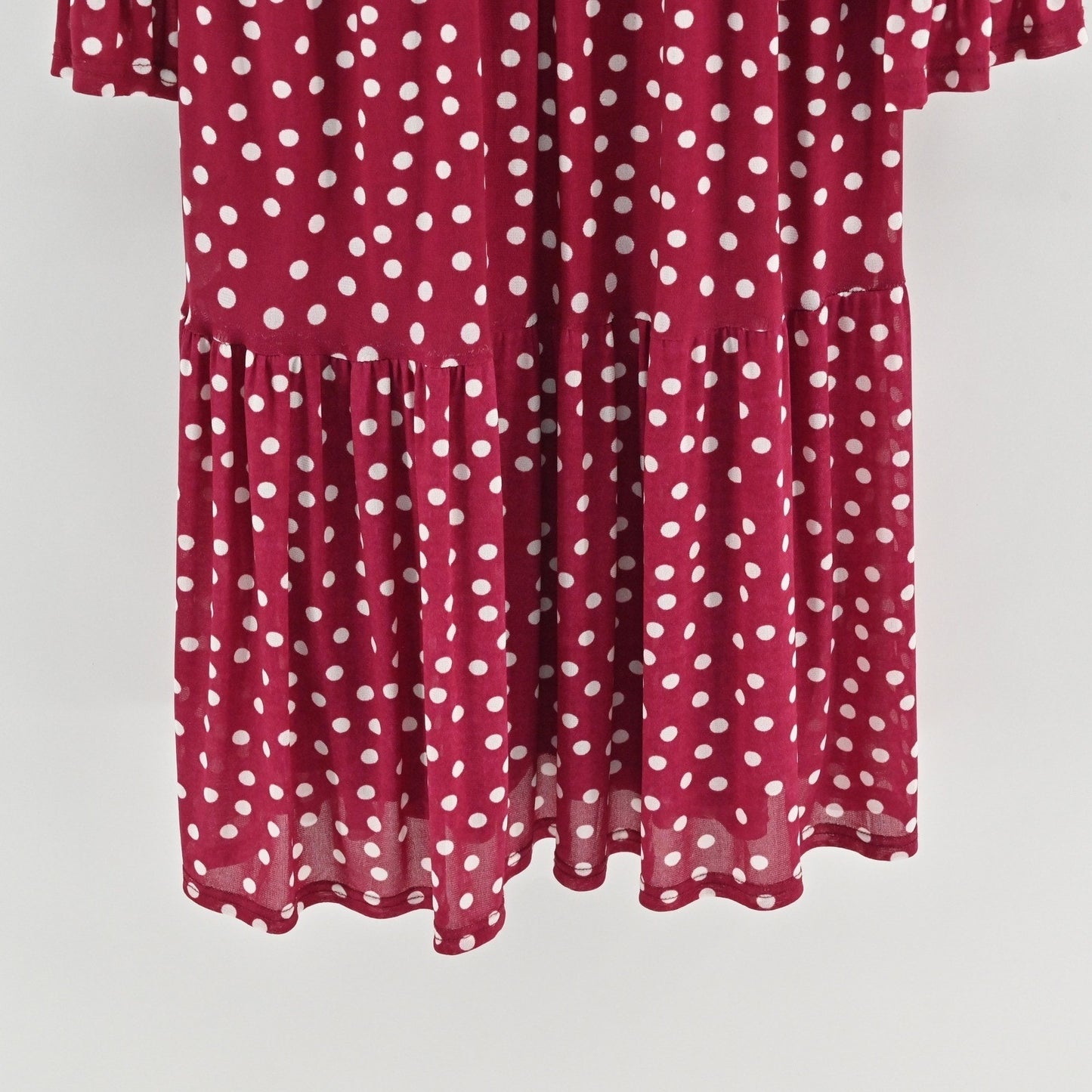 Elizabeth & James Polka Dot Midi Dress Size L Red White Tiered Retro Whimsical