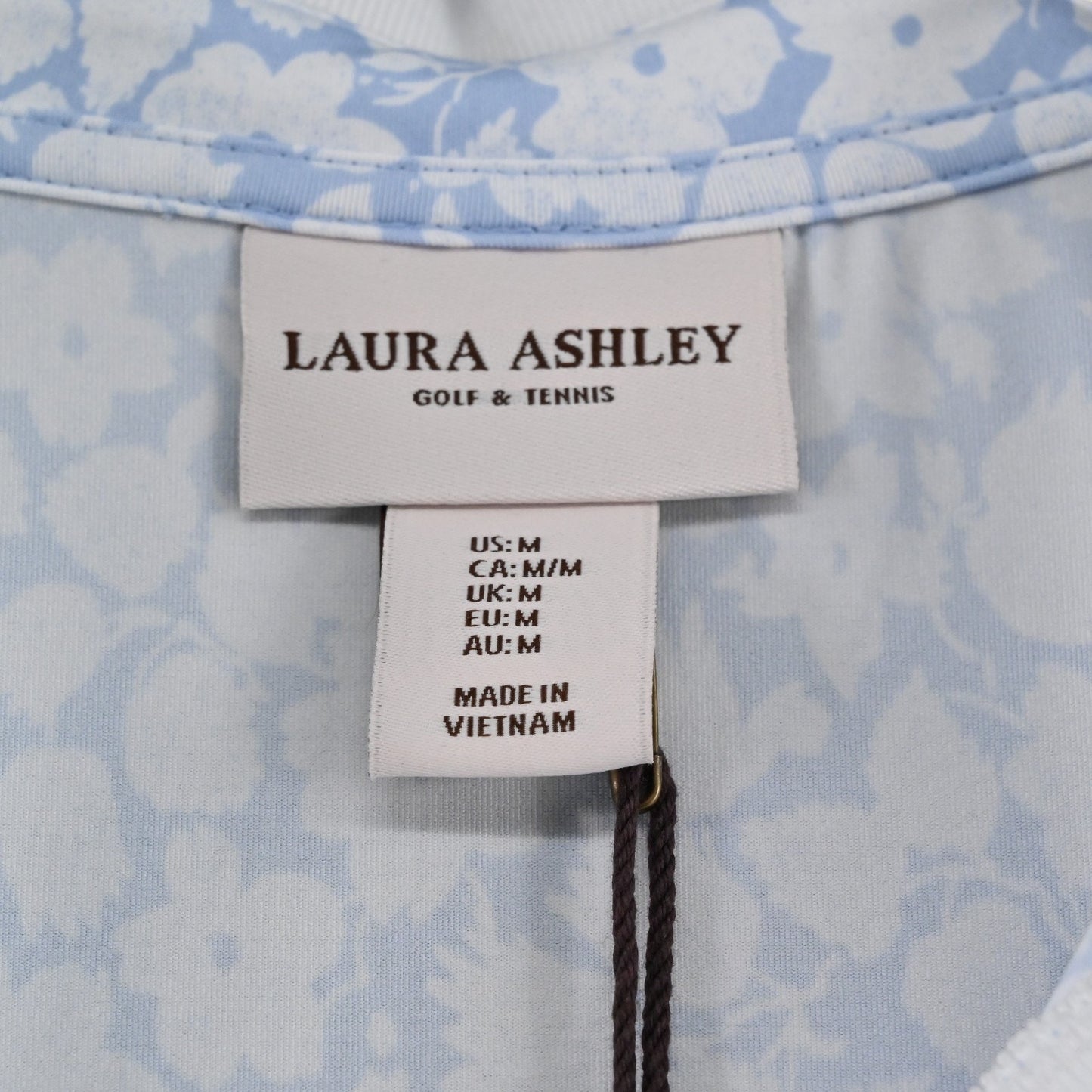 Laura Ashley Womens Polo Shirt Top Size M Sleeveless Blue Floral Golf Tennis