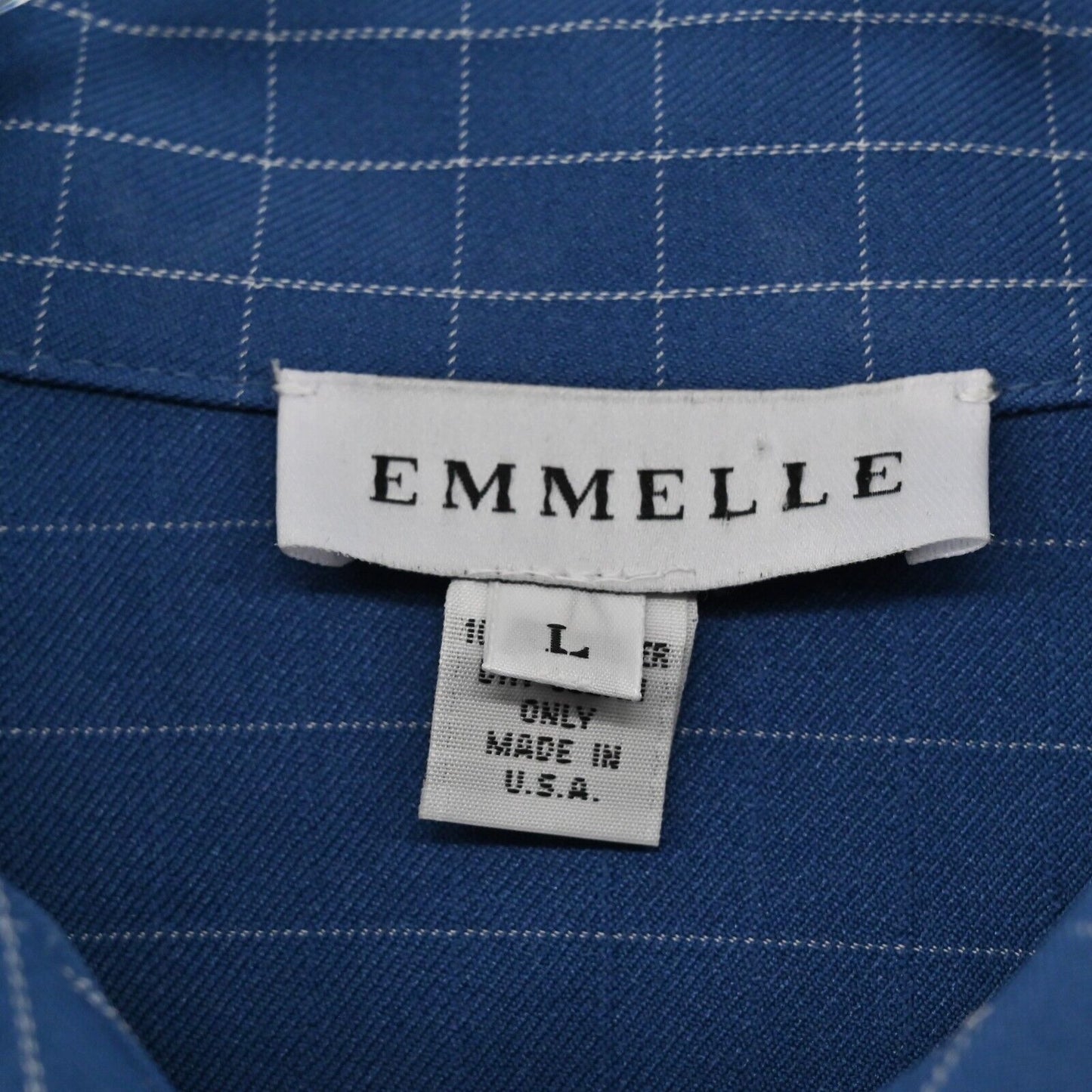EMMELLE Top Womens Size L Blue Pinstripe Long Sleeve Oversized Button Up Shirt