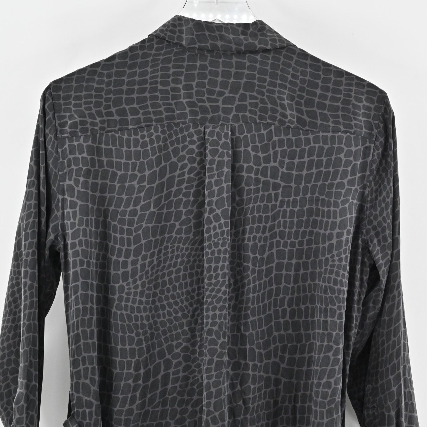 EQUIPMENT Silk Midi Dress Sz S Black Animal Print Button Front Belted Collared