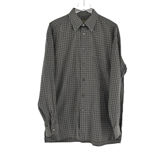 Vtg ERMENEGILDO ZEGNA Dress Shirt Mens Sz XL Black Plaid Button Down Cotton 90s