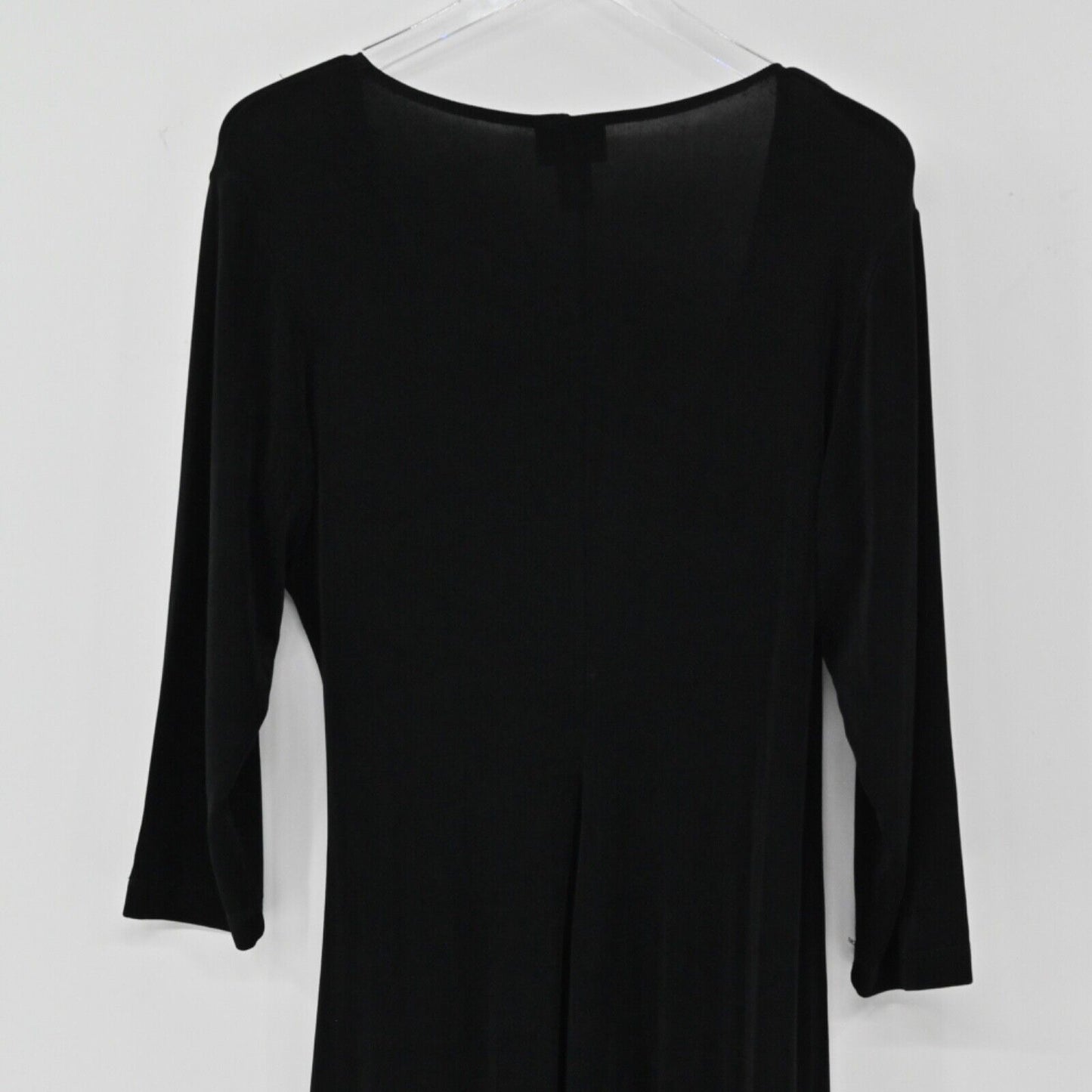 CHICOS Dress Womens Size L Black Knit Travelers Faux Wrap Long Sleeve VNeck USA