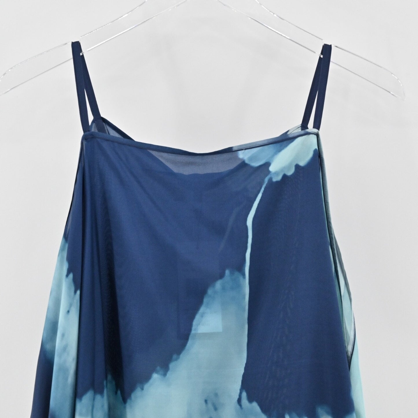 LAFAYETTE 148 Womens Silk Tie Dye Top Sz M Blue Cold Shoulder Dolman Sleeve NEW