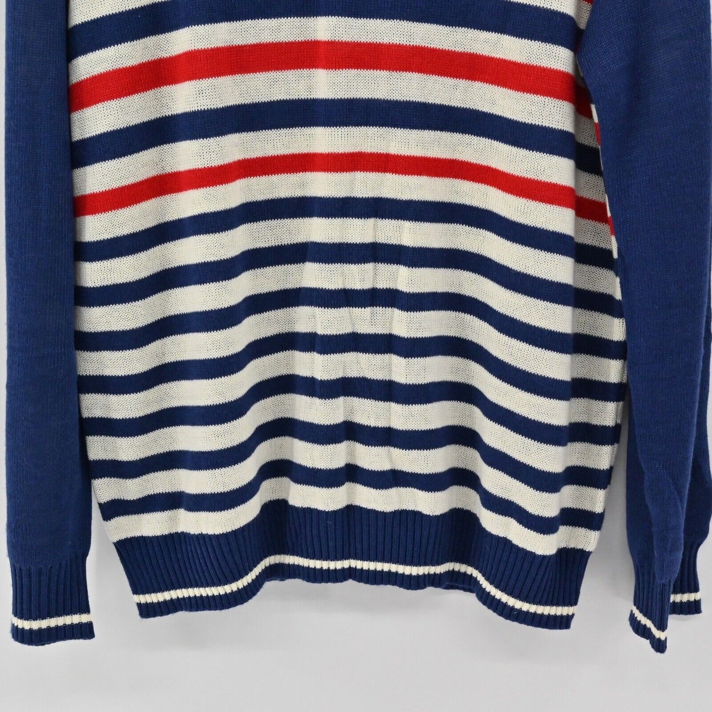TIPSY ELVES Sweater Mens Sz L Striped USA Flag Crew Neck Retro Preppy Sportswear