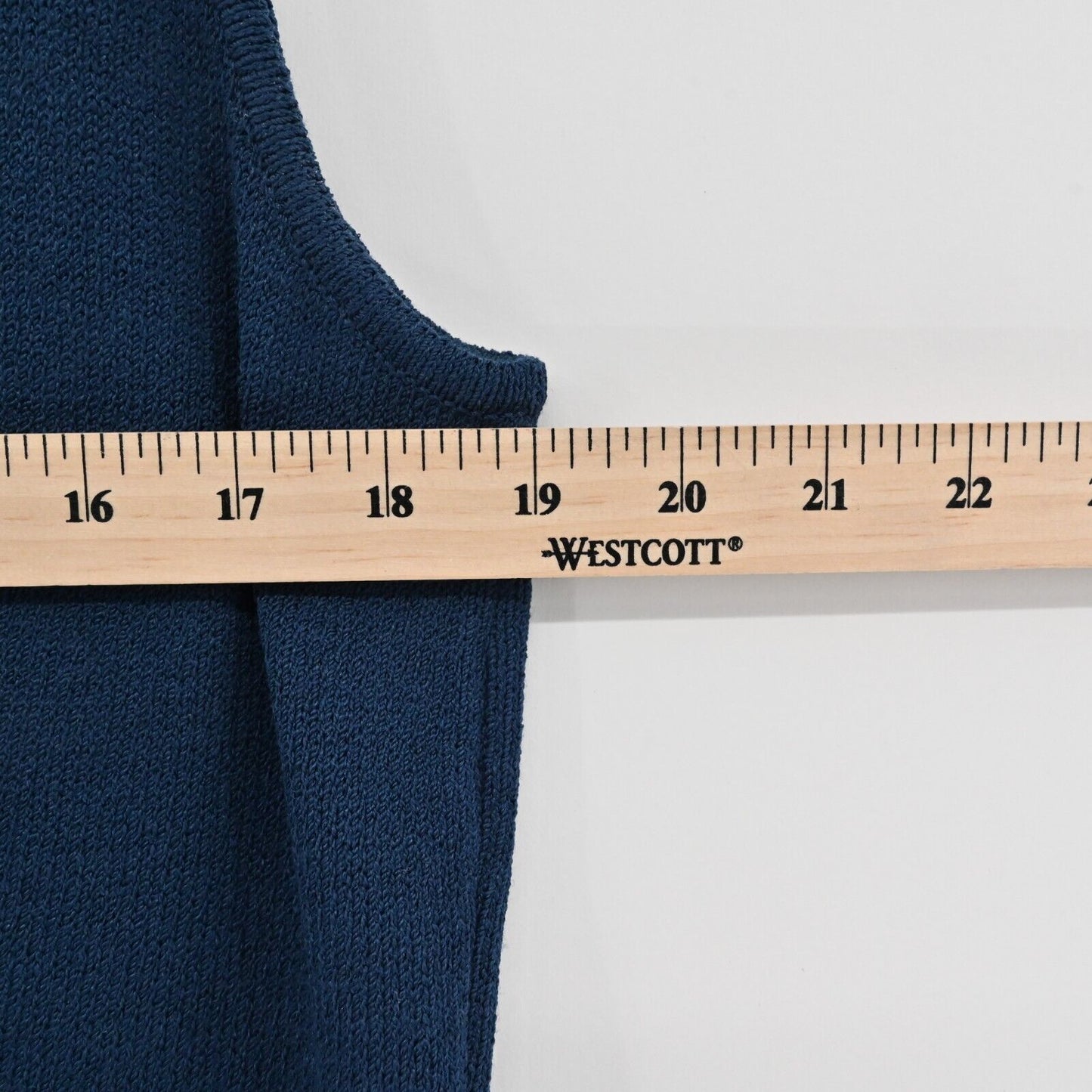 ST JOHN Dress Sz 8 Santana Knit Navy Sleeveless Wool Scoop Neck Corpcore Office