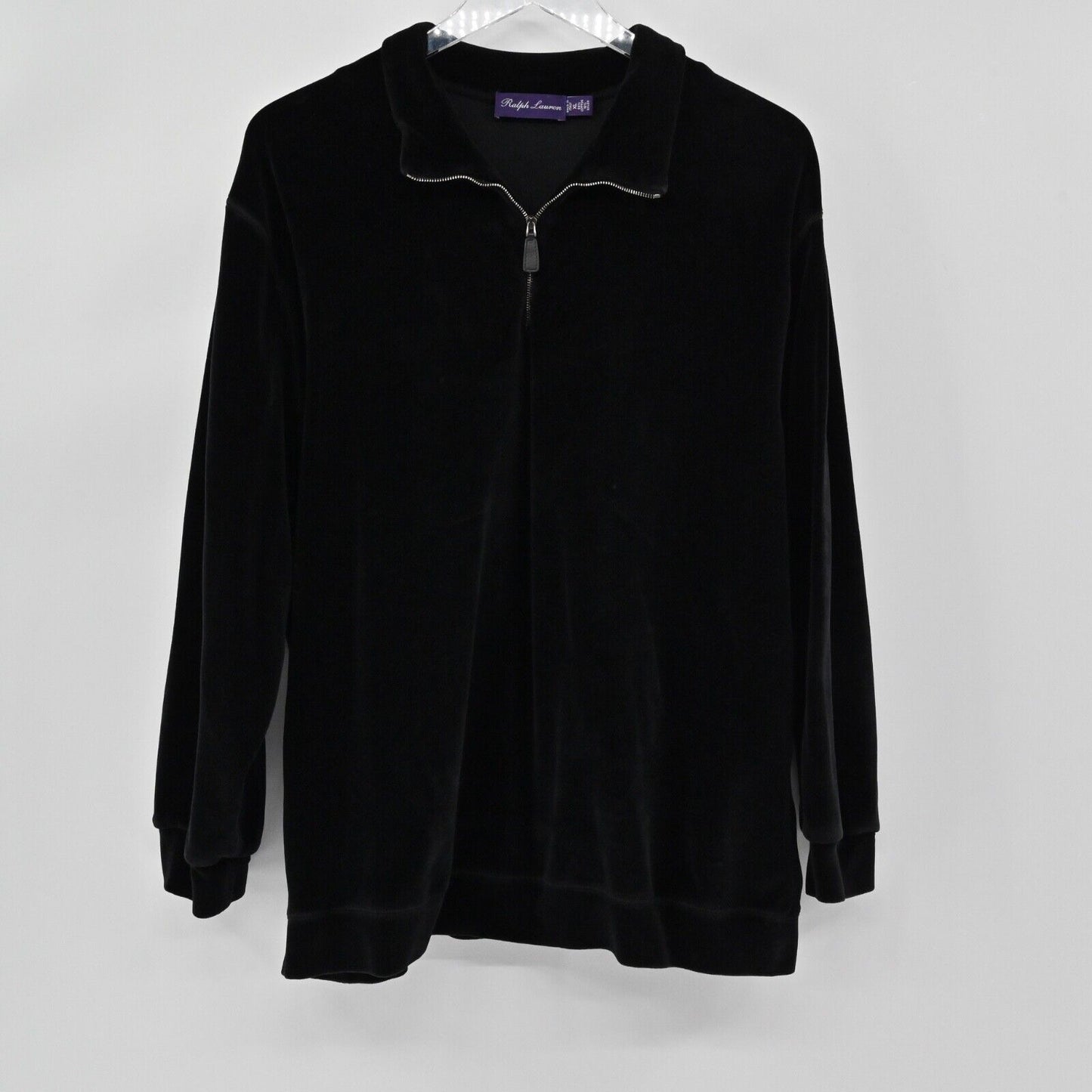 Vtg RALPH LAUREN Collection Track Suit Womens Sz XL Black Velour Purple Label