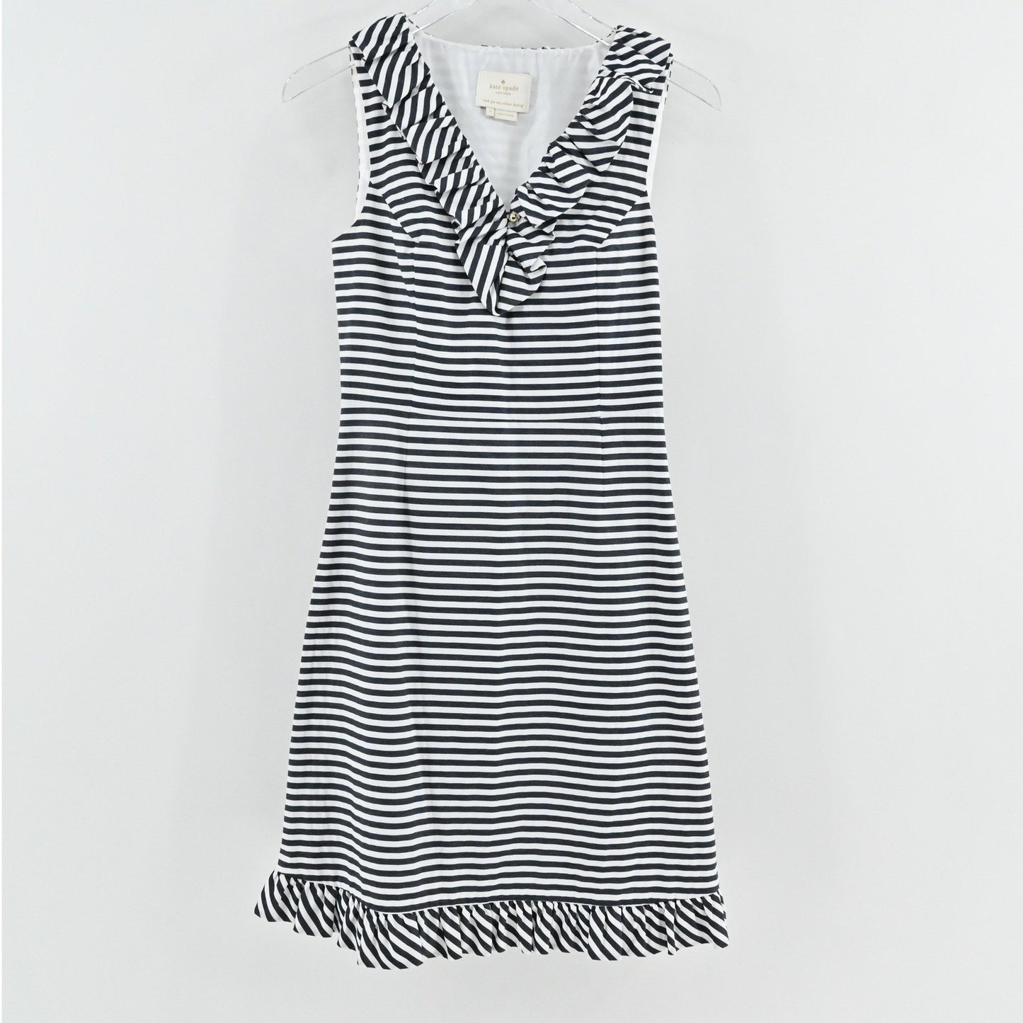Kate Spade Striped Ruffle Dress Size 2 Nautical Sleeveless Breezy Preppy Cotton