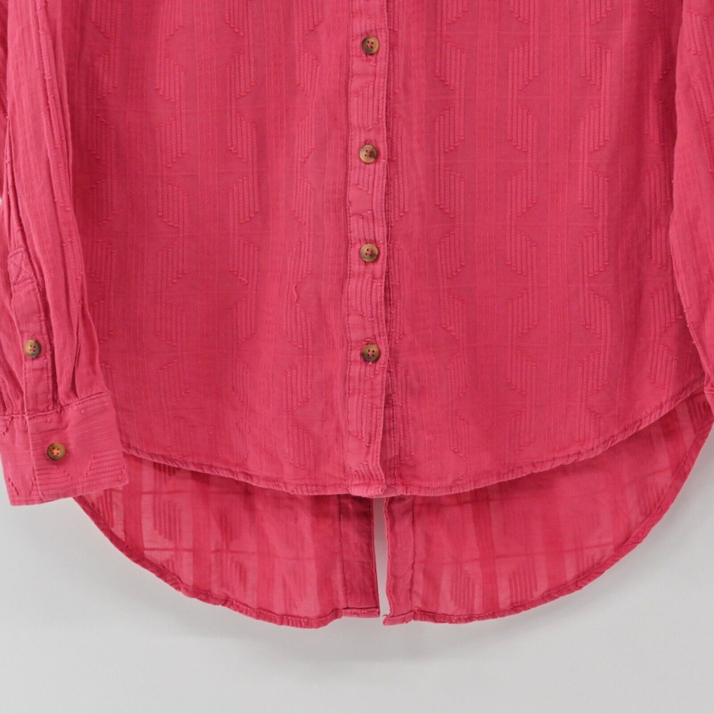 ANTHROPOLOGIE Top Womens Sz S Pink Cotton Theresa Lace Up Back Button Up PILCRO