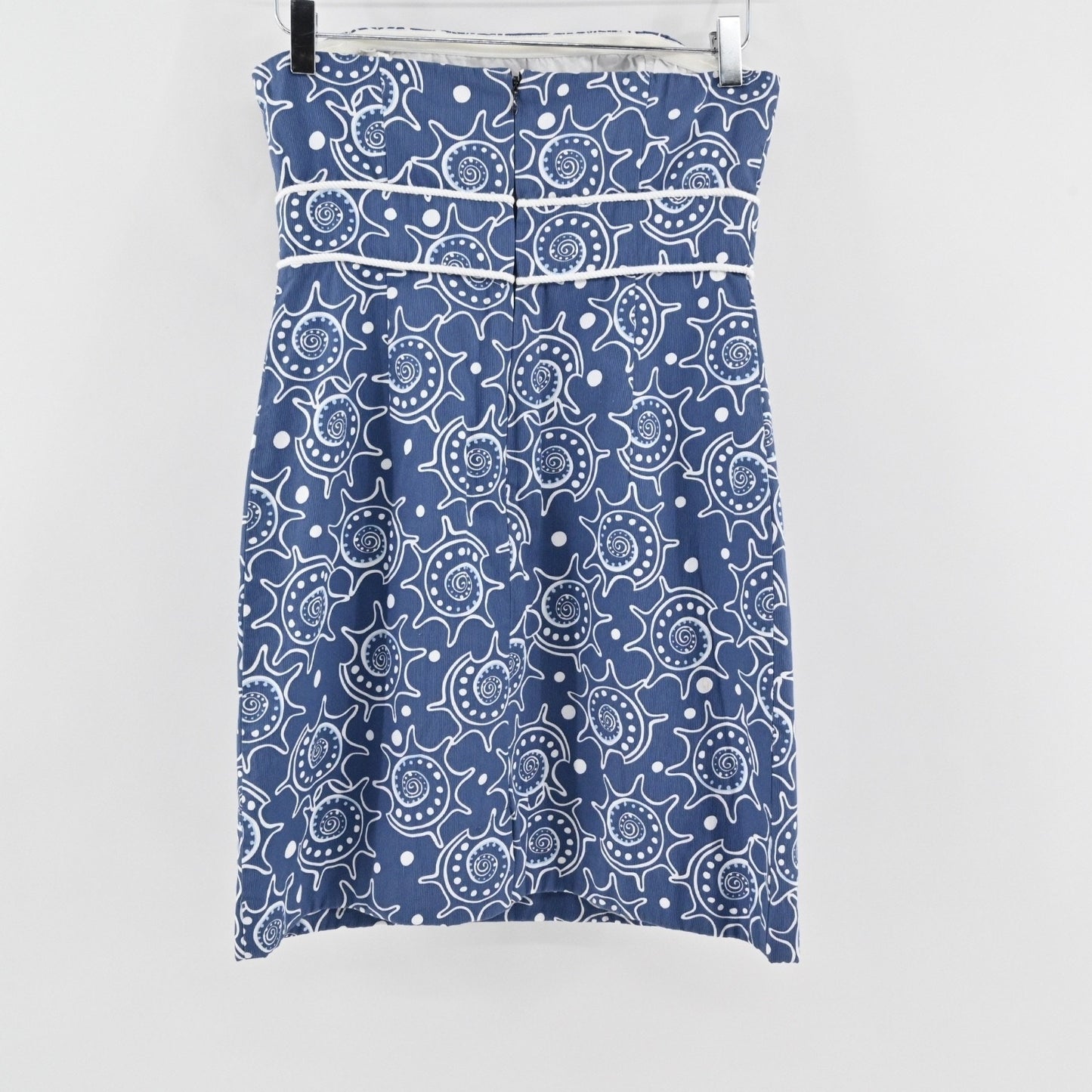 Vineyard Vines Strapless Seashell Dress Sz 6 Blue 100% Cotton Preppy Beach Retro