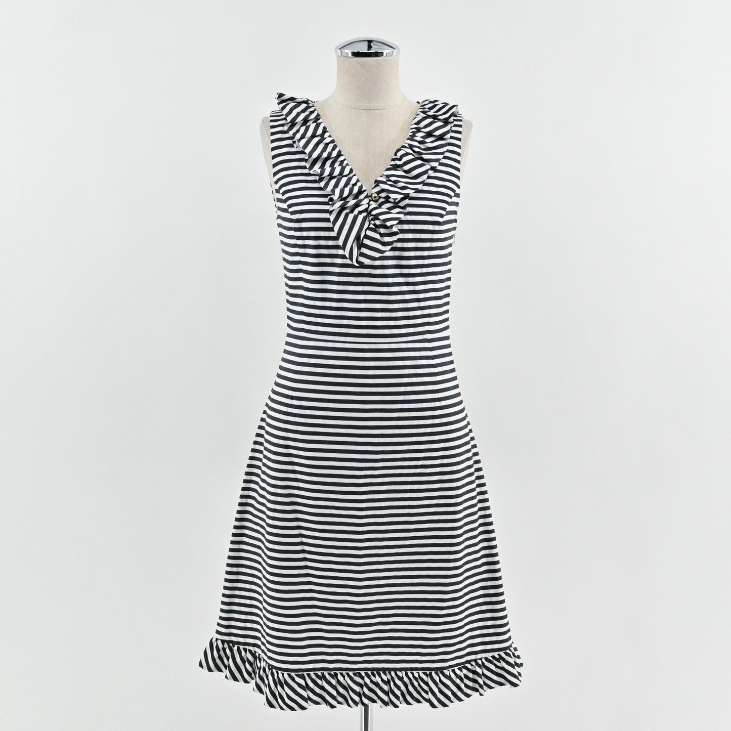 Kate Spade Striped Ruffle Dress Size 2 Nautical Sleeveless Breezy Preppy Cotton