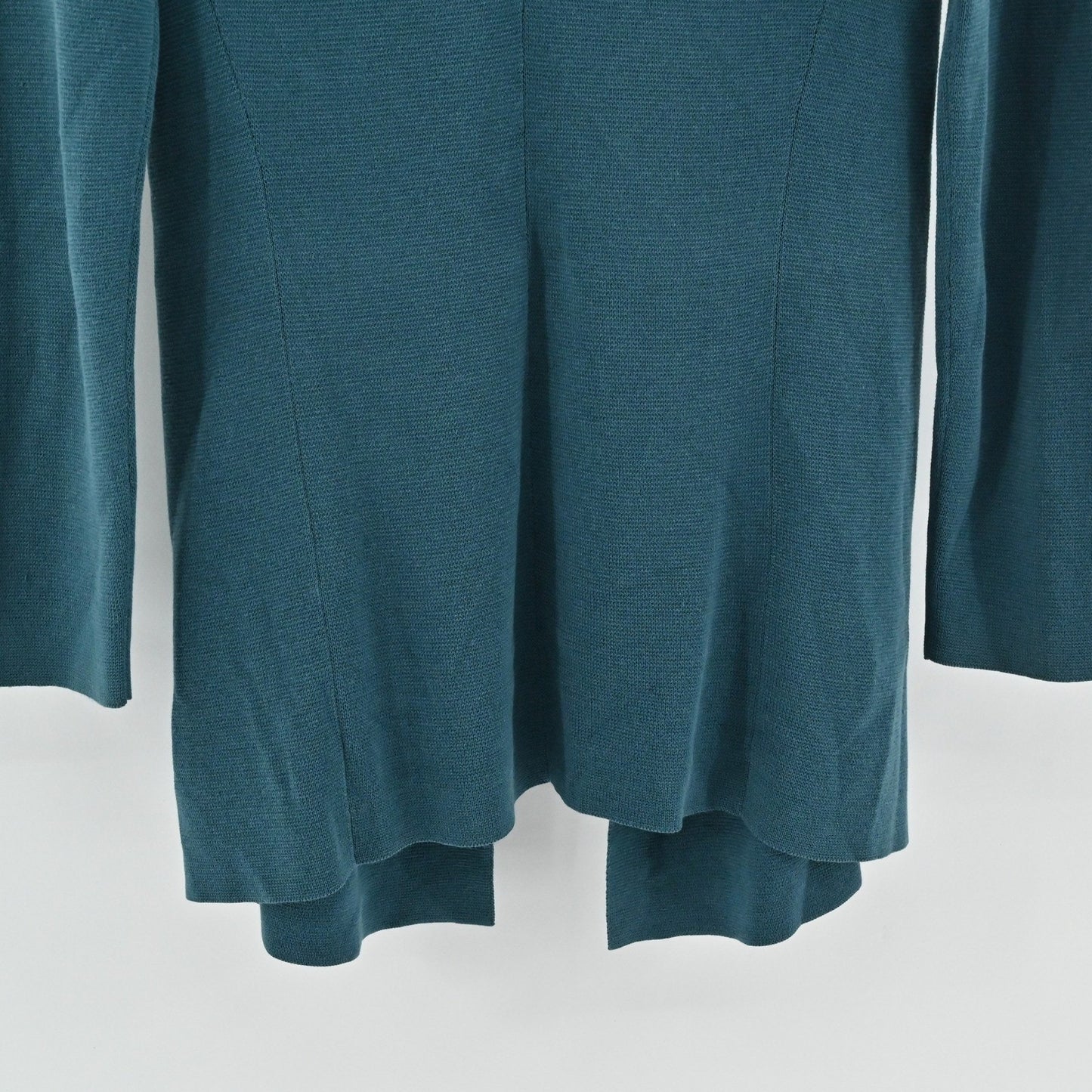 Eileen Fisher Womens Silk Cardigan Size XS Teal Blue Long Open Front Sweater