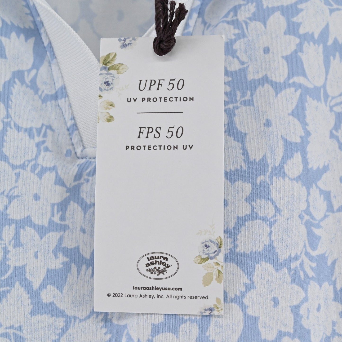 Laura Ashley Womens Polo Shirt Top Size M Sleeveless Blue Floral Golf Tennis