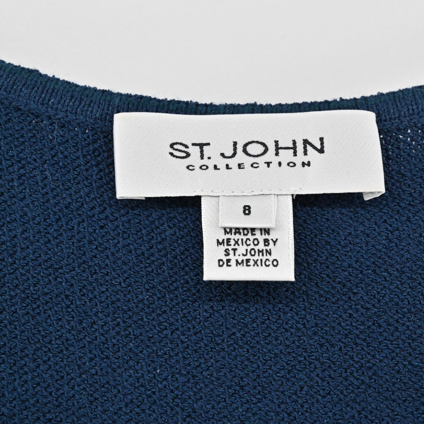 ST JOHN Dress Sz 8 Santana Knit Navy Sleeveless Wool Scoop Neck Corpcore Office