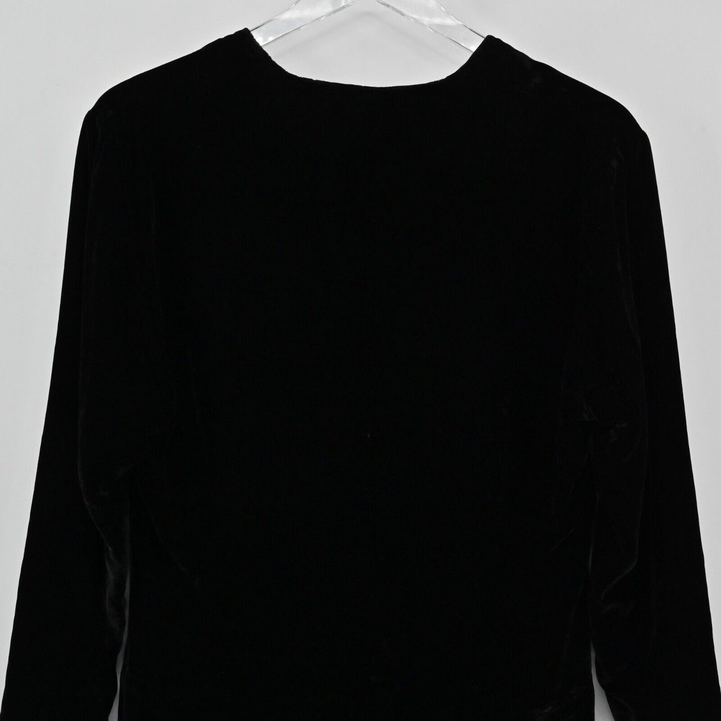 Vtg GUY LAROCHE Dress Womens Size M Long Sleeve Black Velvet Button Front VNeck