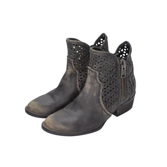 Circle G By Corral Cut Out Short Ankle Boot Zip Cowhide Leather Gray Womens 7.5
