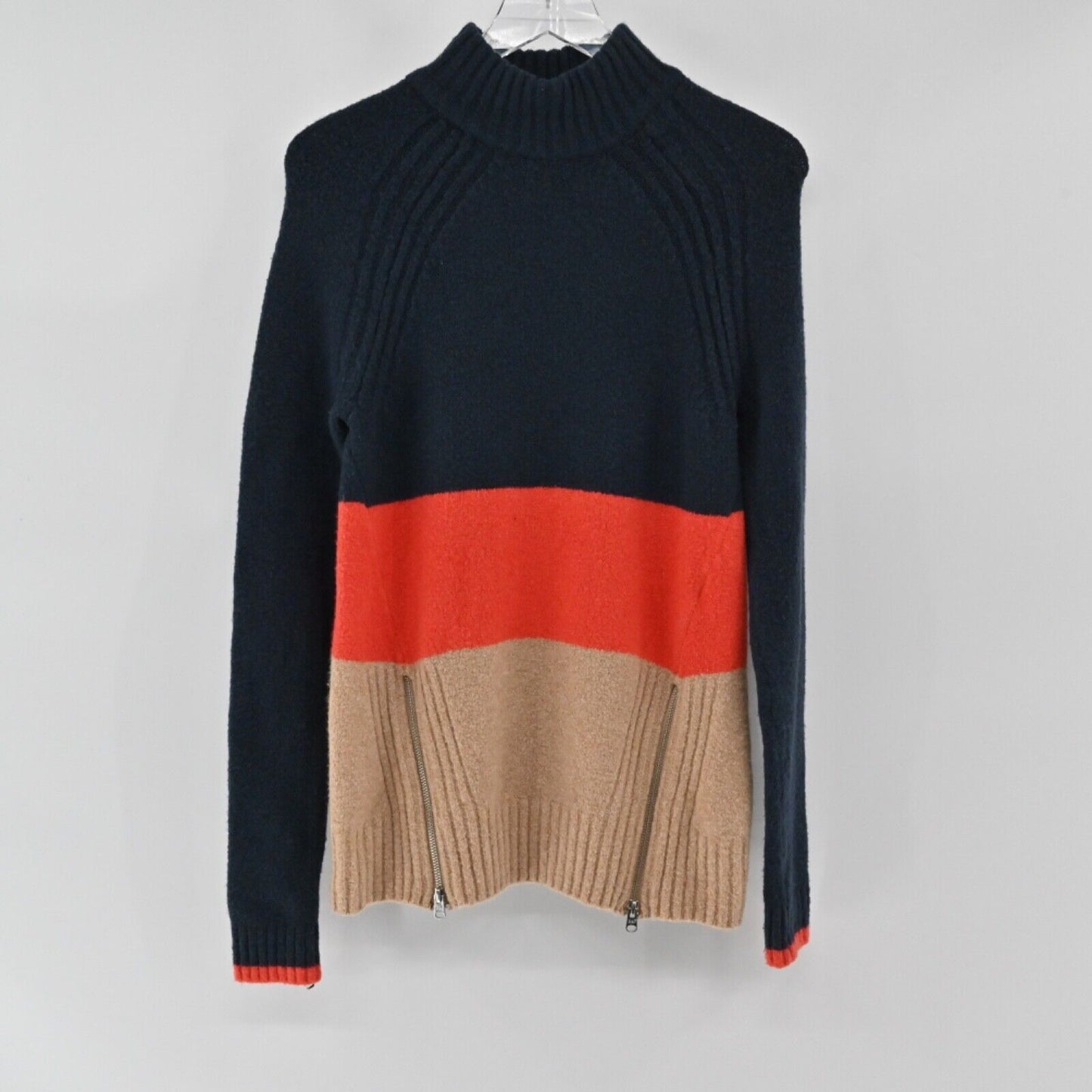 ABERCROMBIE FITCH Sweater Womens Size XS Colorblock Stripe Wool Blend Mock Neck