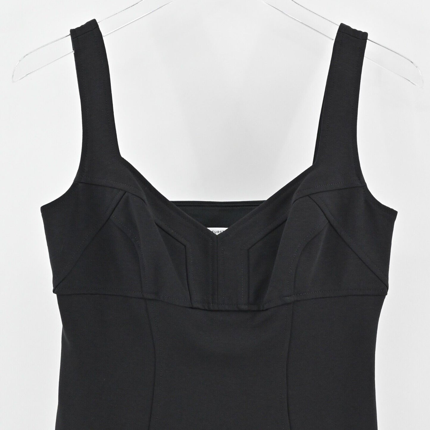 Vtg DIANE VON FURSTENBERG Dress Size S Black Cotton VNeck Bodycon Sheath USA Y2k