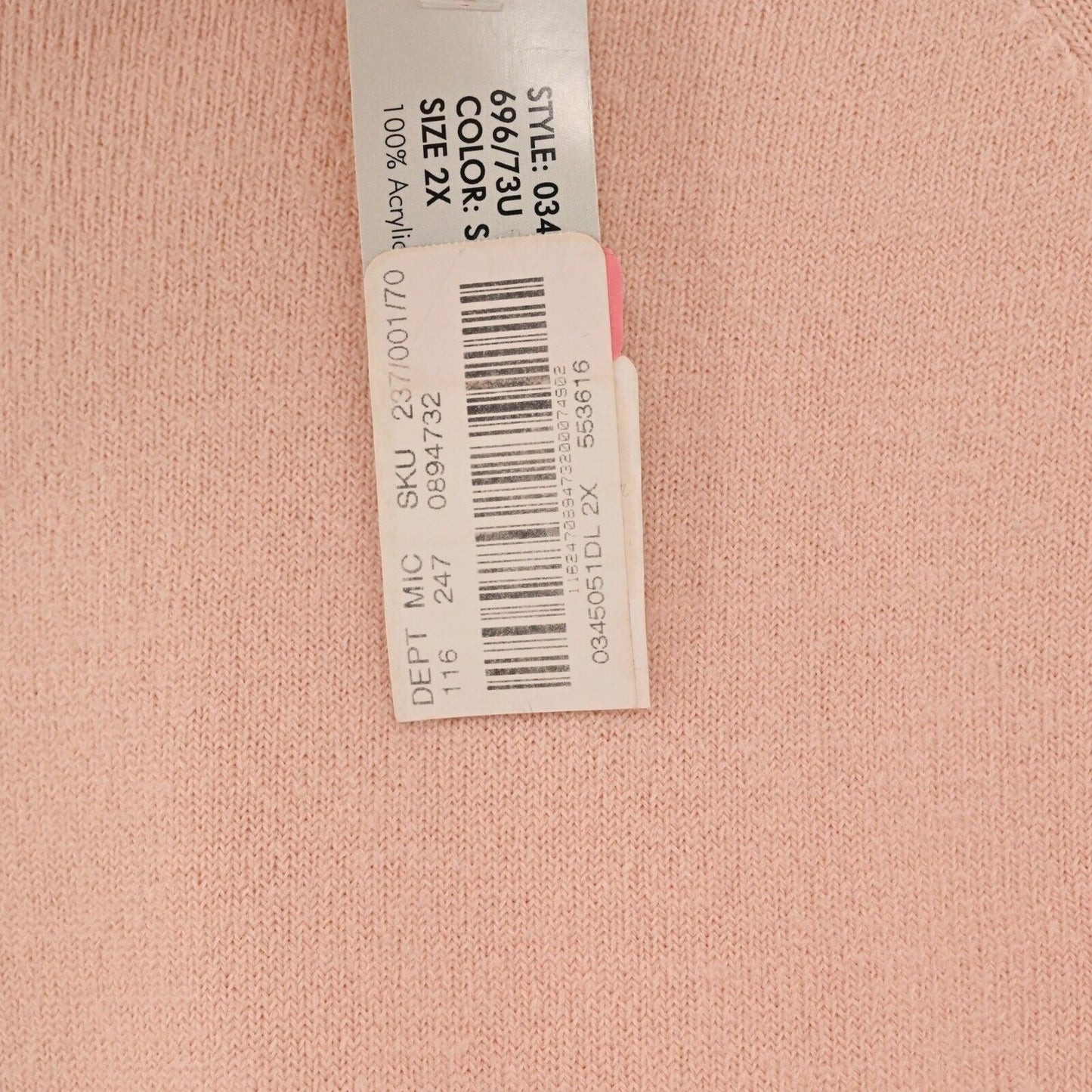 AUGUST SILK Sweater Womens Size 2X Long Sleeve Knit Solid Pastel Orange NEW