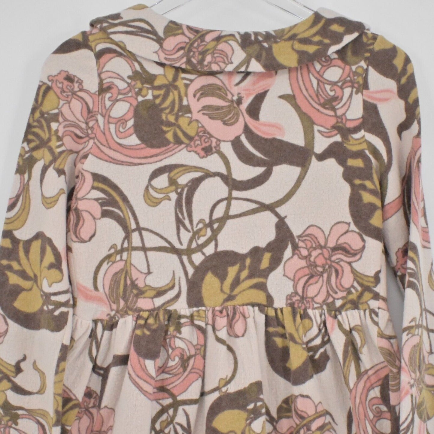 ANTHROPOLOGIE Pea Coat Womens Sz XS GUINEVERE Kirklees Sweater Coat Wool Floral