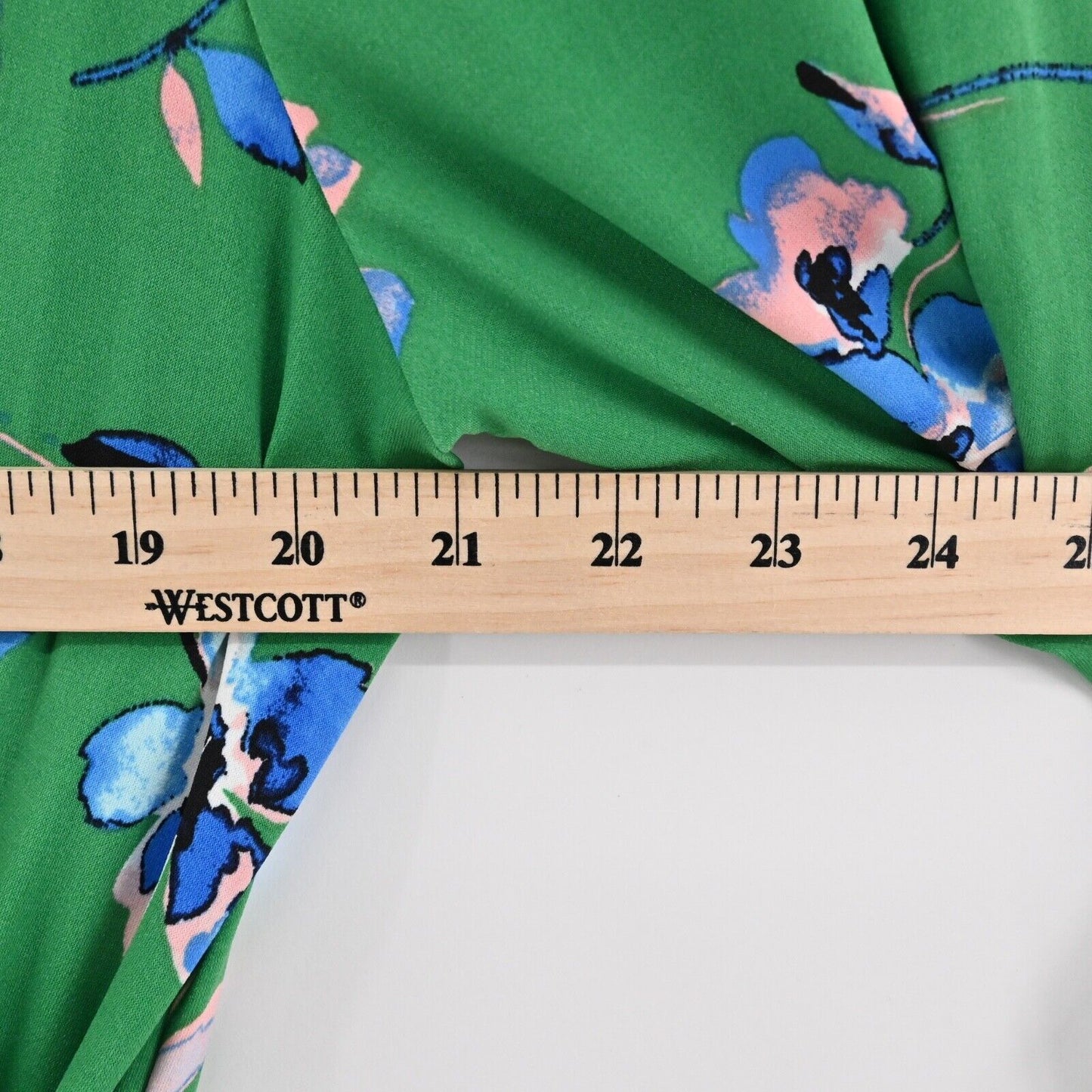 ELIZA J Dress Size 14 Green Floral V Neck Long Sleeve Tie Belt Faux Wrap Midi