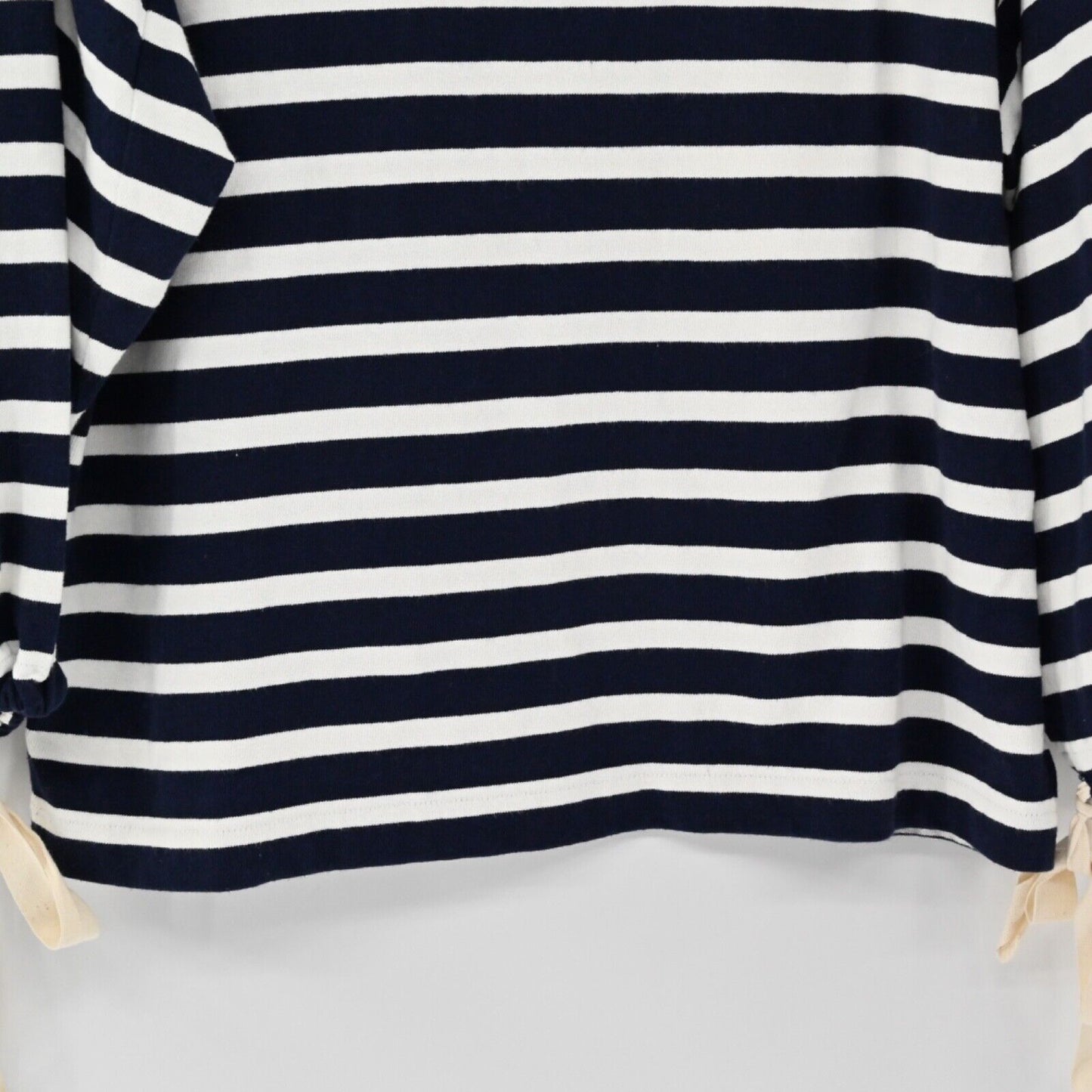 J CREW Sweatshirt Womens Size M Navy Blue White Stripe 100% Cotton Nautical Cape