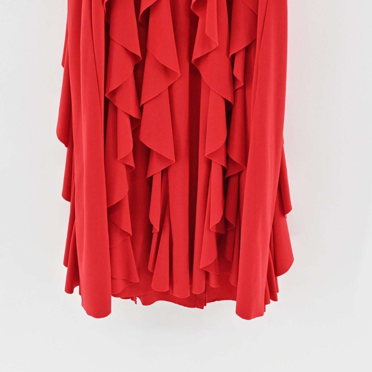 Vtg CACHE Dress Size 6 Red Babydoll Bow Flowy Ruffle Stretch Mini Sleeveless Y2k