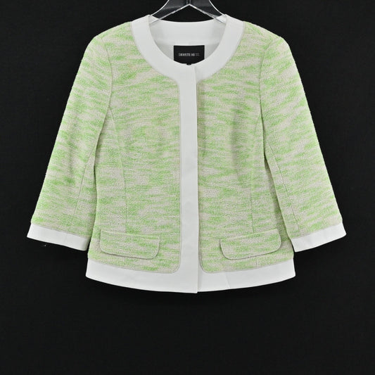 Lafayette 148 Womens Tweed Blazer Size 8 Green Luxury Textured Collarless Jacket