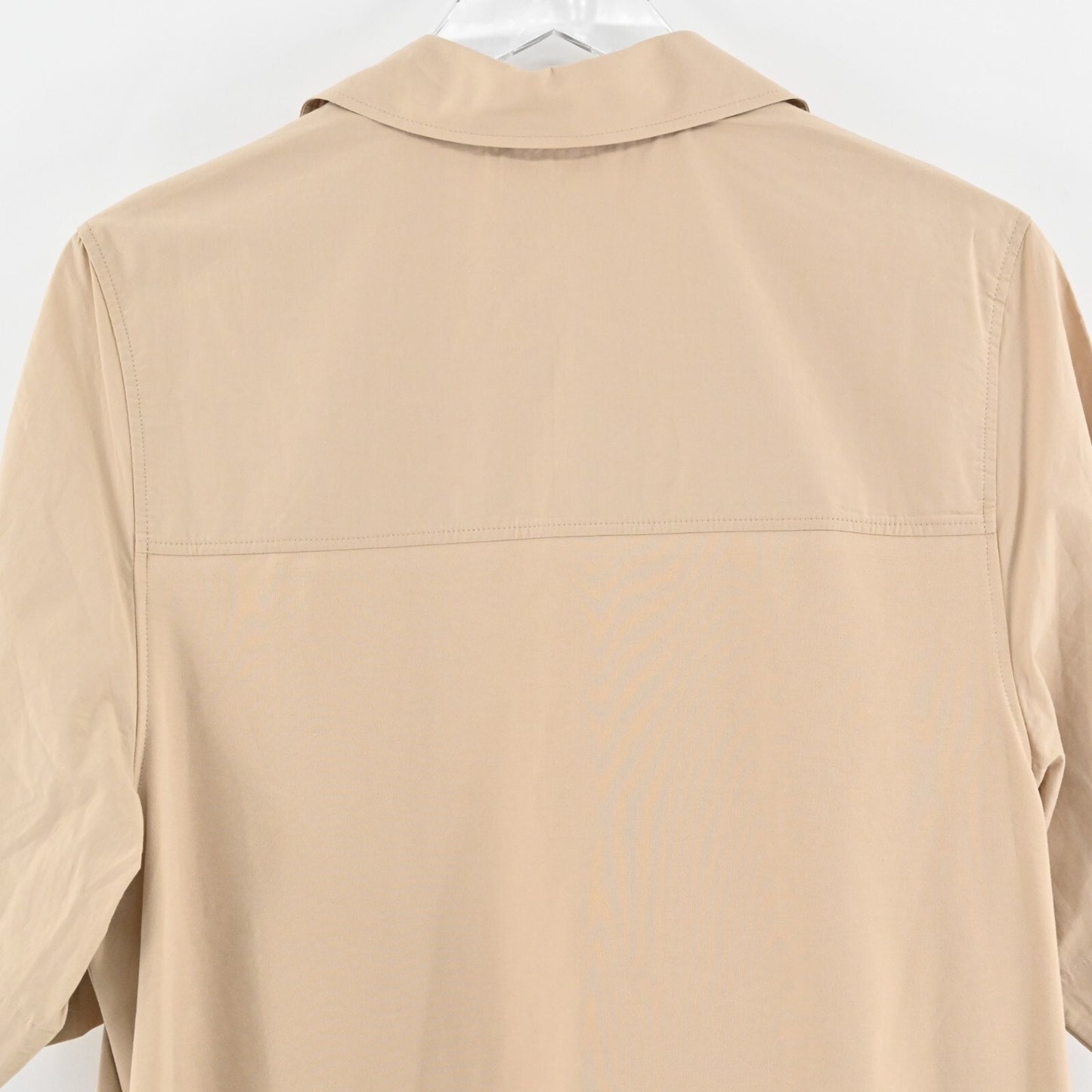 COS Khaki Shirt Dress Size S Open Collar Oversized Shift Casual Neutral Preppy