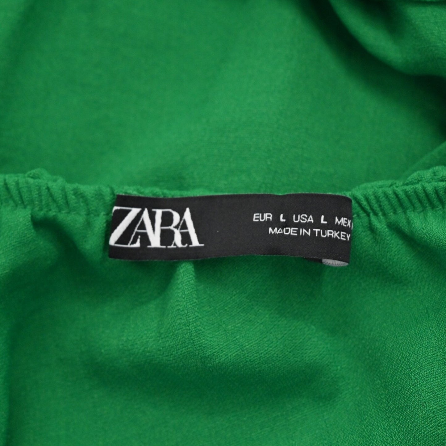 ZARA Womens Green One Shoulder Dress Size L Mini Tiered Ruffle Boho Preppy Beach