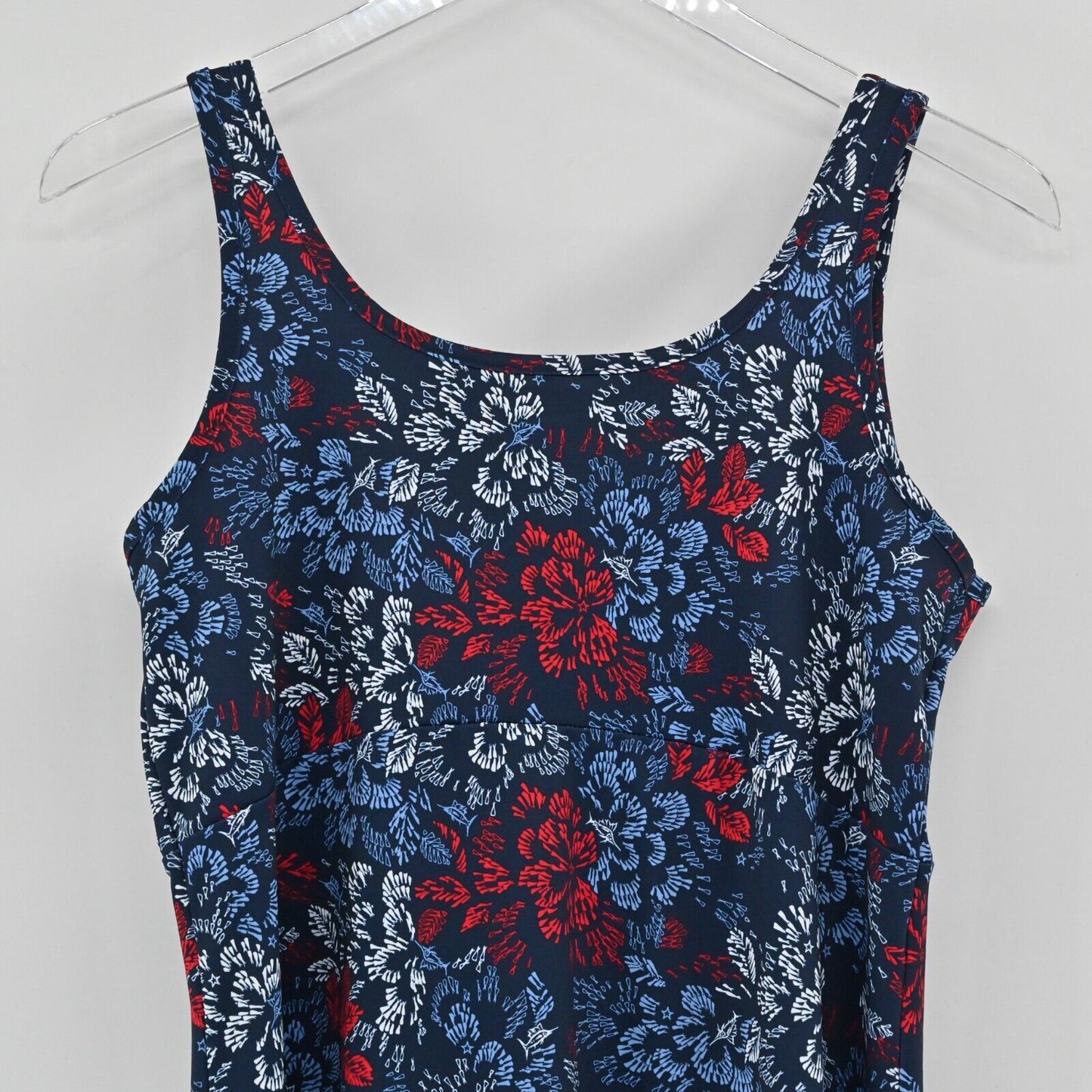 COLUMBIA Dress Womens Sz M PFG Freezer Sleeveless Collegiate Navy Deep Sea Dash