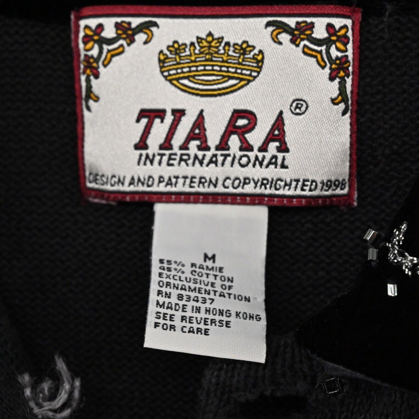 Vtg Beaded Cardigan Women Sz M Black Embroidered Paisley 90s TIARA INTERNATIONAL