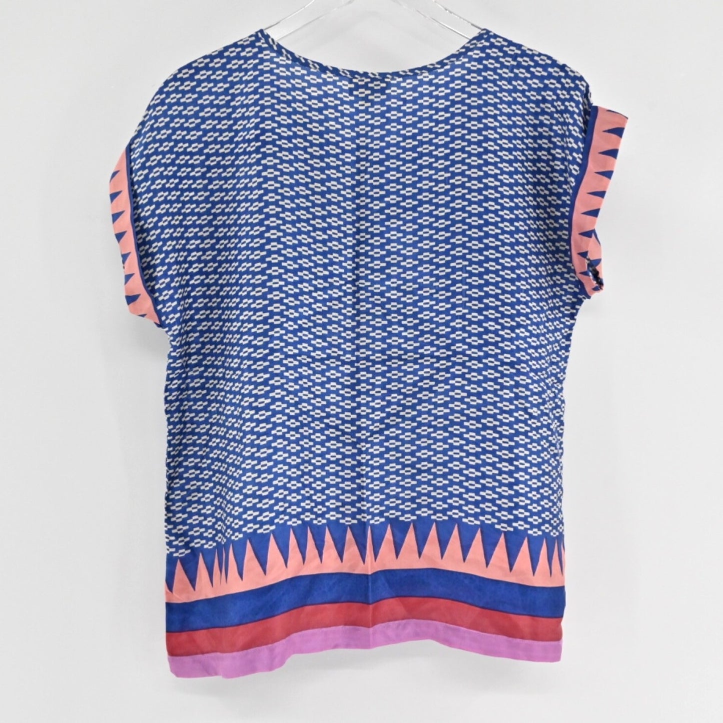 Roberta ROLLER RABBIT Womens Silk Top Size XS/S Blue Geometric Bohemian Boho