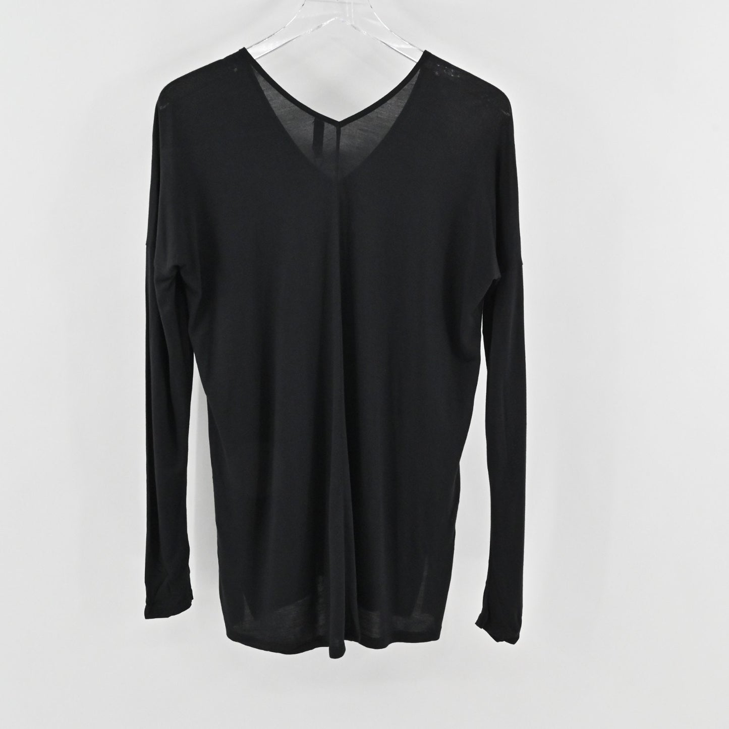 Vince Womens Long Sleeve Double Vee Tee Size XS Black Viscose Casual Top NEW