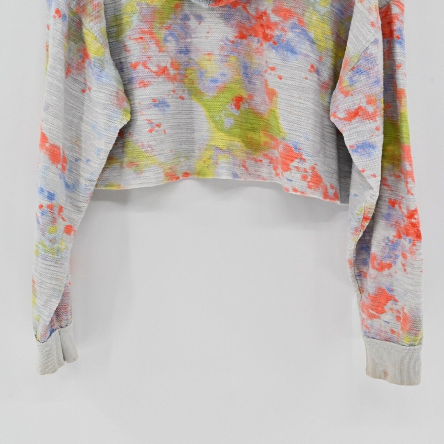 FREE PEOPLE Hoodie Womens Size M Gray Tie Dye 100% Cotton Thinkin About You Crop
