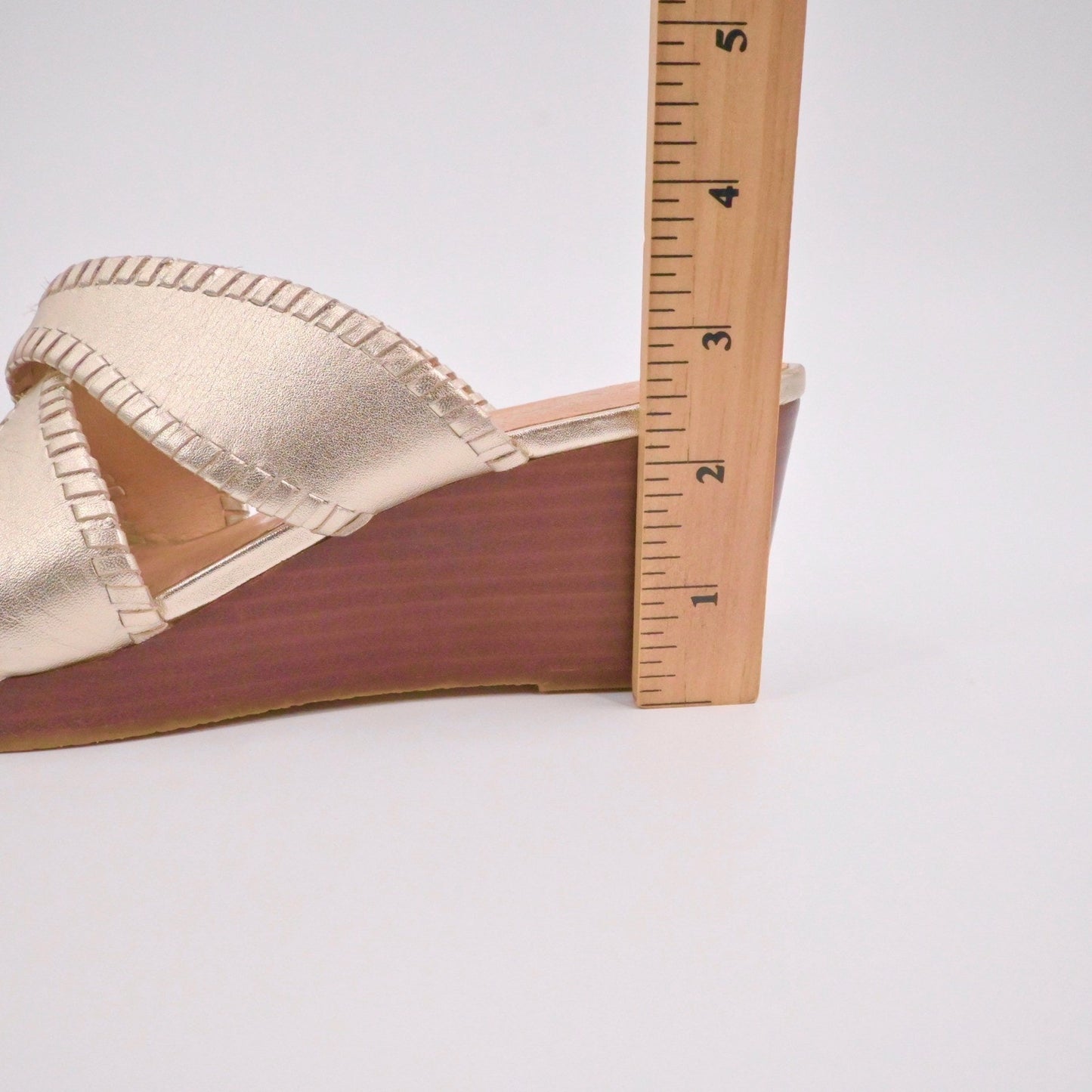 Jack Rogers Womens Jackie Midi Wedges Sandals Sz 8 Gold Metallic Leather Slip On