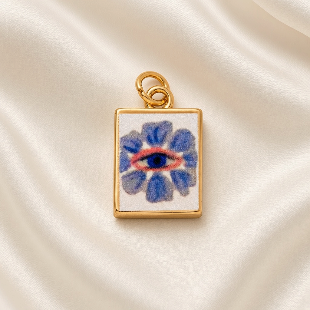 Charm Pendant 18K Gold Plated Copper Fruit Flower Mermaid - Eye