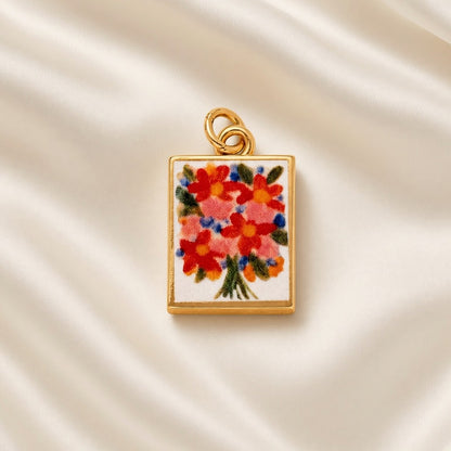 Charm Pendant 18K Gold Plated Copper Fruit Flower Mermaid - Floral
