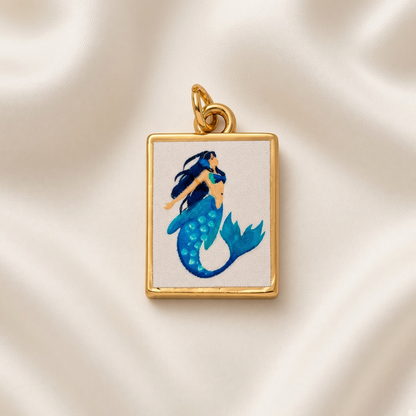Charm Pendant 18K Gold Plated Copper Fruit Flower Mermaid - Mermaid