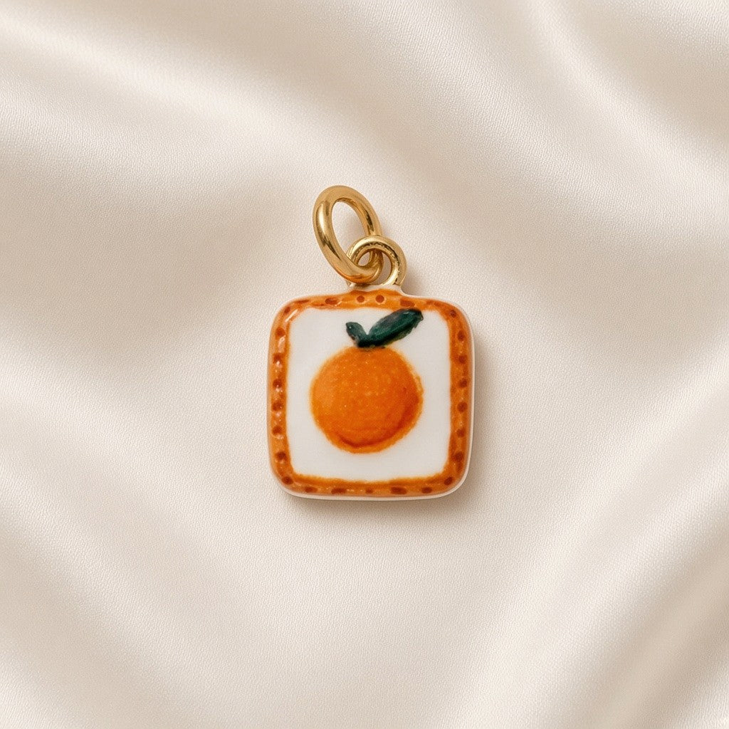 Charm Pendant 18K Gold Plated Copper Fruit Flower Mermaid - Orange